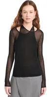 St Agni Semi Sheer Loop Top Black In Black