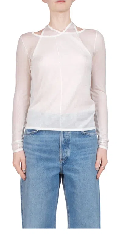 St Agni Semi Sheer Loop Top In White