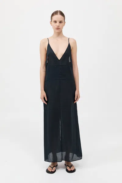 St Agni Semi Sheer Patchwork Dress In Black