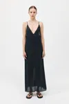 St Agni Semi Sheer Patchwork Dress In Black