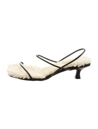 Pre-owned St Agni Shearling Slingback Sandals In Black