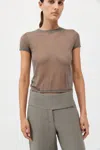 St Agni Sheer Baby Tee In Smokey Olive