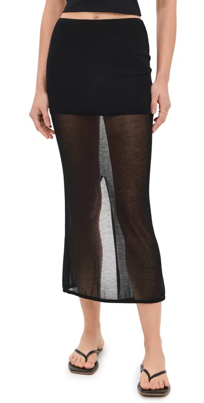 St Agni Sheer Column Skirt Black