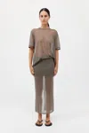 St Agni Sheer Column Skirt In Smokey Olive