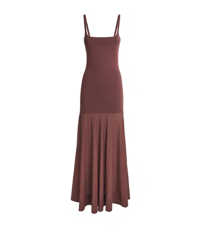 St Agni Sheer-hem Maxi Dress In Burgundy