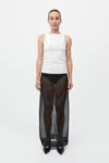 St Agni Sheer Leather Trim Skirt In Black