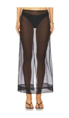 St Agni Sheer Leather Trim Skirt In Black