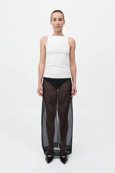 St Agni Sheer Leather Trim Skirt In Black
