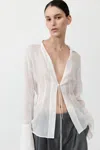 St Agni Sheer Linen Tie Top In White