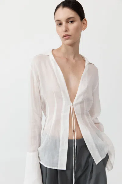 St Agni Sheer Linen Tie Top In White