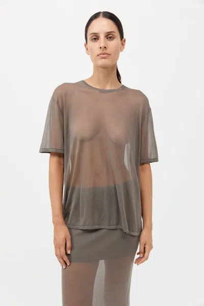 St Agni Sheer Oversized Tee In Smokey Olive