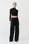 St Agni Sheer Ruched Top In Black