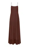 St Agni Sheer Silk-blend Maxi Slip Dress In Brown