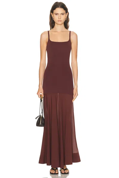 St Agni Circle Hem Silk-blend Maxi Dress In Brown