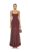 St Agni Circle Hem Silk-blend Maxi Dress In Brown