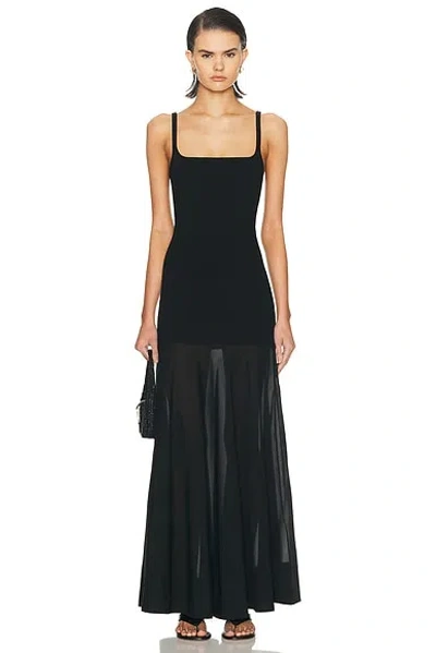 St Agni Sheer Silk Circle Hem Dress In Black