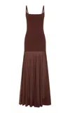St Agni Circle Hem Silk-blend Maxi Dress In Brown