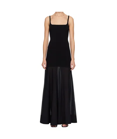 St Agni Sheer Silk Circle Hem Maxi Dress In Black