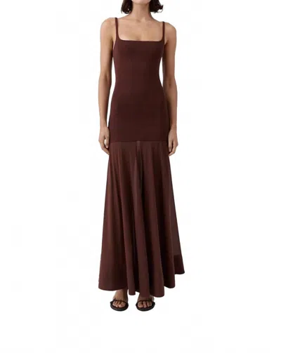 St Agni Recycled Stretch-knit And Silk-blend Maxi Dress In Brown