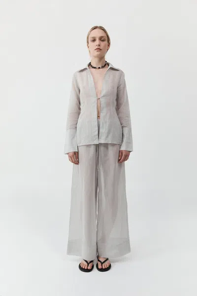 St Agni Sheer Stripe Relaxed Pant In Gray