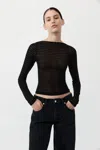 St Agni Sheer Stripe Top In Black