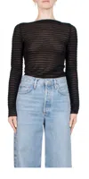 St Agni Sheer Striped Top In Black