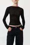 St Agni Sheer Stripe Top In Black