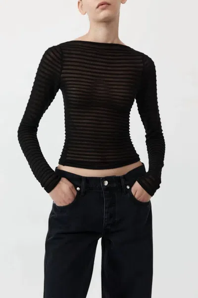 ST AGNI SHEER STRIPE TOP IN BLACK