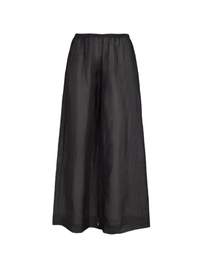 St Agni Sheer-grid Palazzo Pants In Black