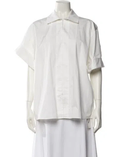 Pre-owned St Agni Short Sleeve Button-up Top In White
