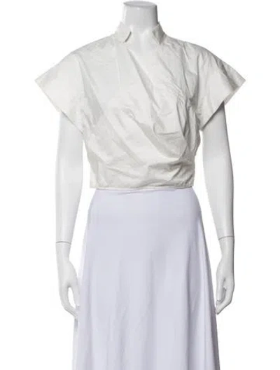 Pre-owned St Agni Short Sleeve Crop Top In White