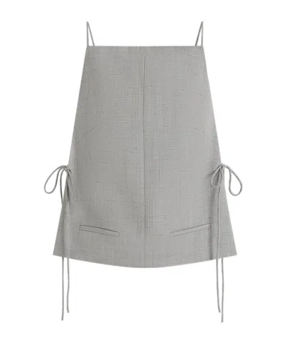 St Agni Tie-detailed Recycled Woven Top In Gray