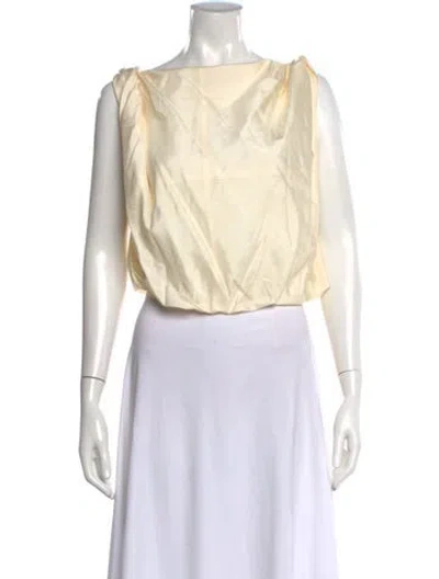 Pre-owned St Agni Silk Bateau Neckline Top In Neutral