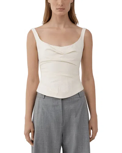 St Agni Silk Blend Draped Top In White