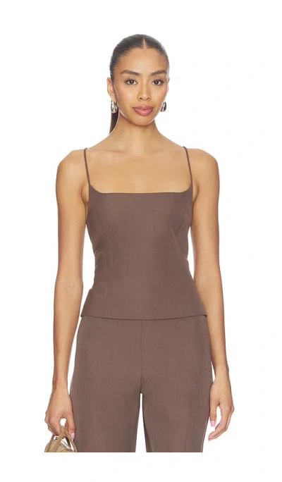 St Agni Silk Canvas Camisole In Mud In Brown