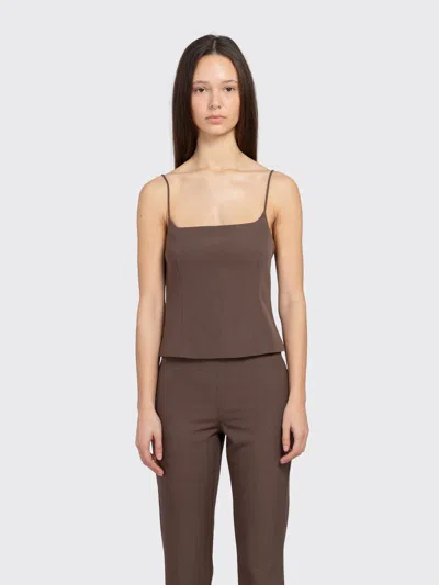 St Agni Silk Canvas Camisole In Mud In Brown