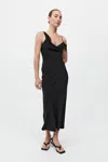 St Agni Silk Drape Dress In Black