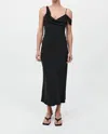 St Agni Silk Drape Dress In Black