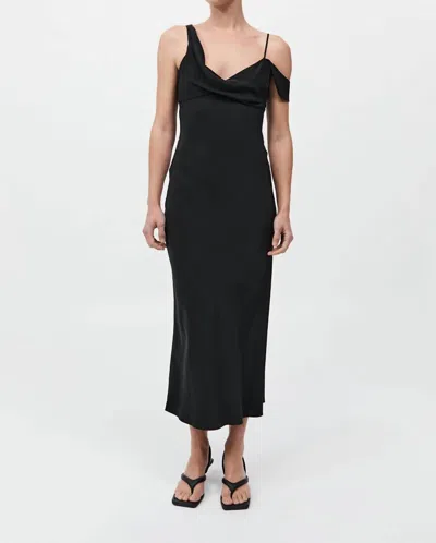 St Agni Silk Drape Dress In Black