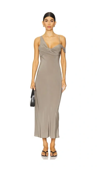 St Agni Silk Drape Dress In Slate