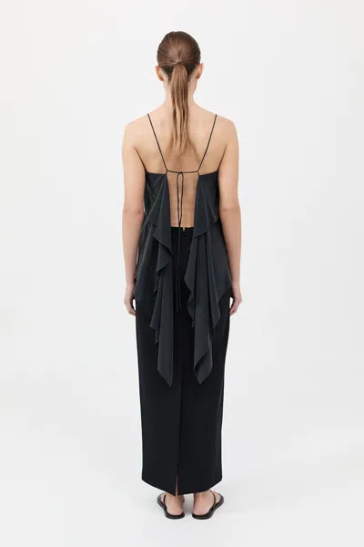 St Agni Silk Drape Top In Black