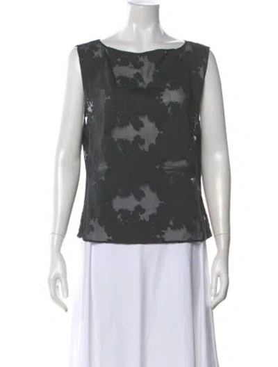 Pre-owned St Agni Silk Floral Print Top In Black