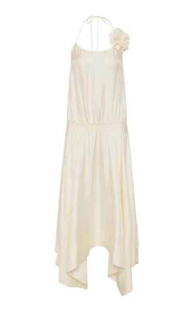 St Agni St. Agni Silk Halter Rosette Maxi Dress In Ivory
