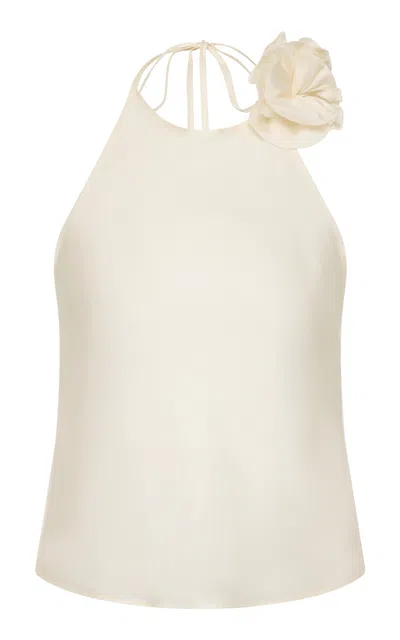 St Agni St. Agni Silk Halter Rosette Top In Ivory
