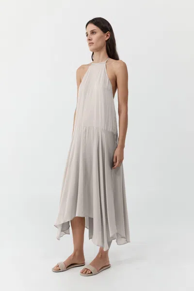St Agni Silk Handkerchief Halter Dress In Gray