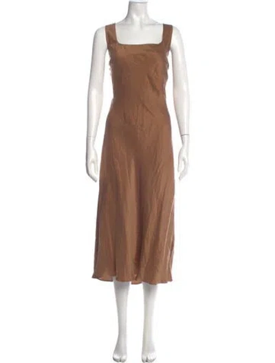 Pre-owned St Agni Silk Long Dress In Brown