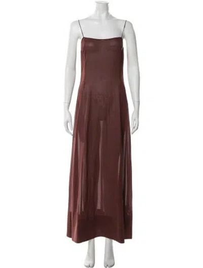 Pre-owned St Agni Silk Long Dress In Brown