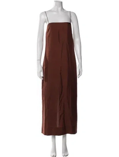 Pre-owned St Agni Silk Long Dress In Brown