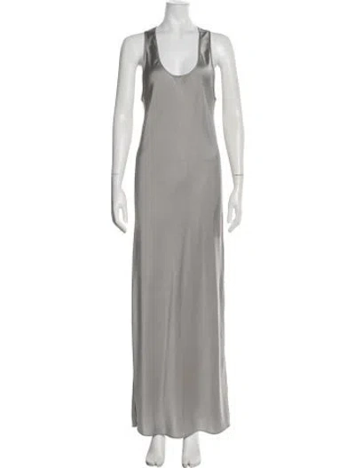 Pre-owned St Agni Silk Long Dress In Gray