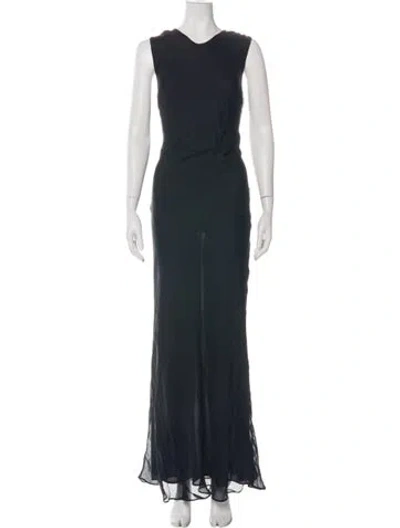 Pre-owned St Agni Silk Long Dress In Green